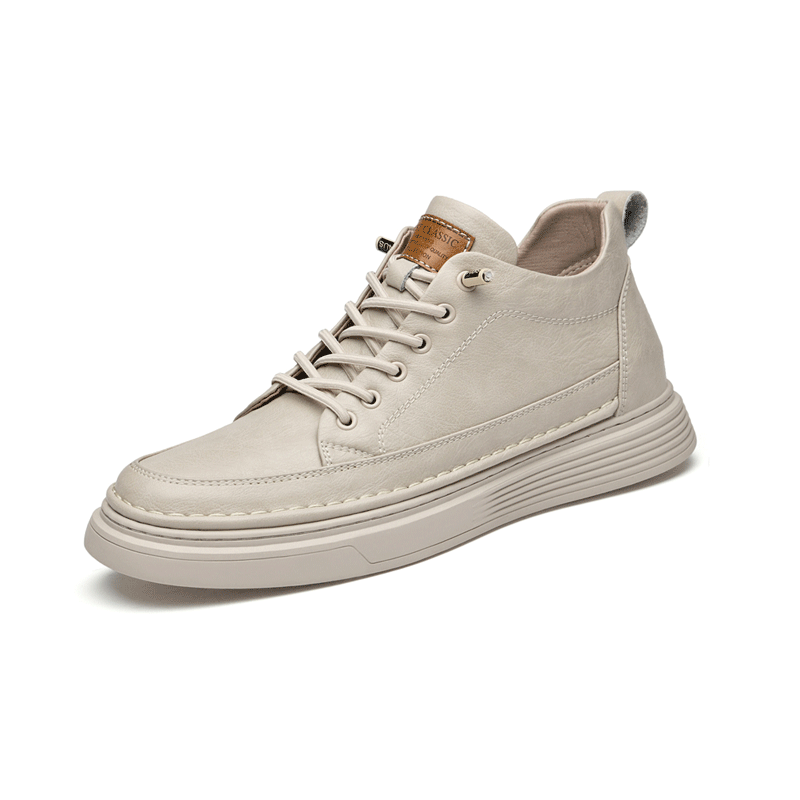 Callan Ecru Leather Elevator Sneakers | Levante Shoes