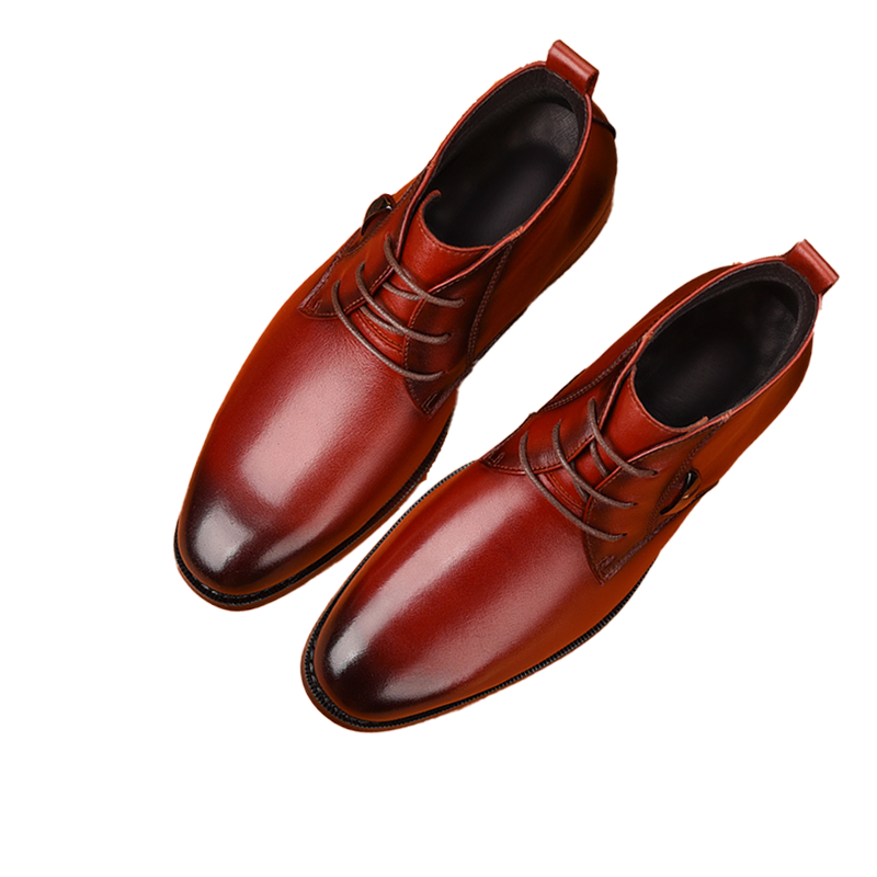 Top View of Domani Brown Leather Ankle Boots