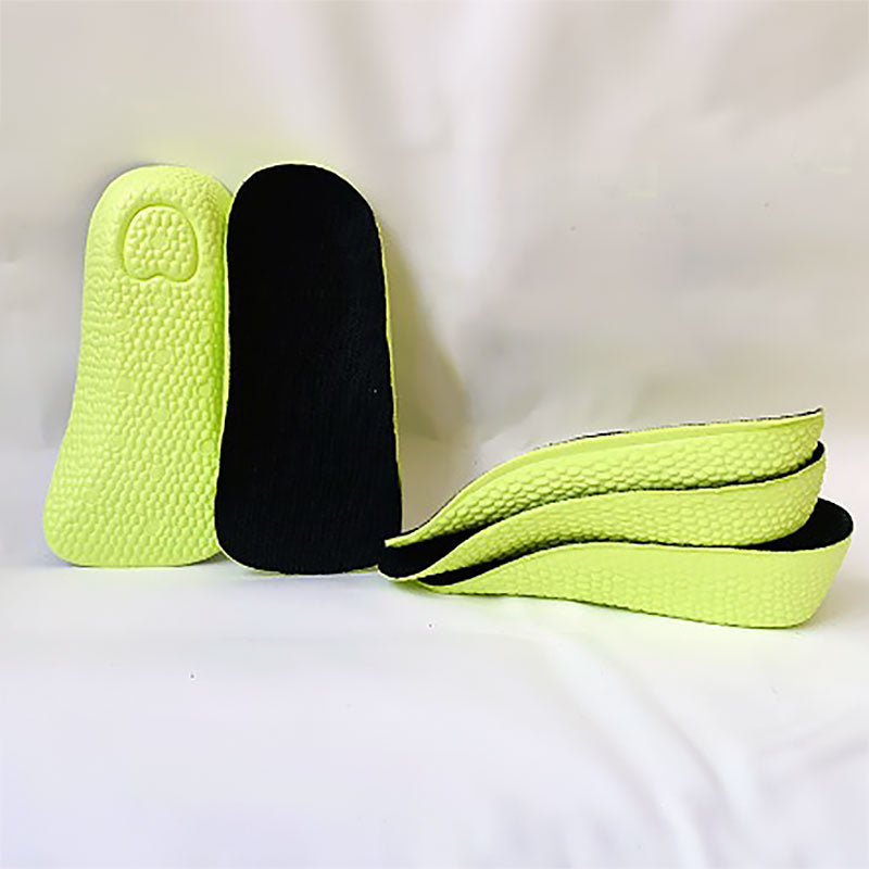 Side, Top & Bottom View of Boost Green Height Boosting Heel Pads | Levante Shoes