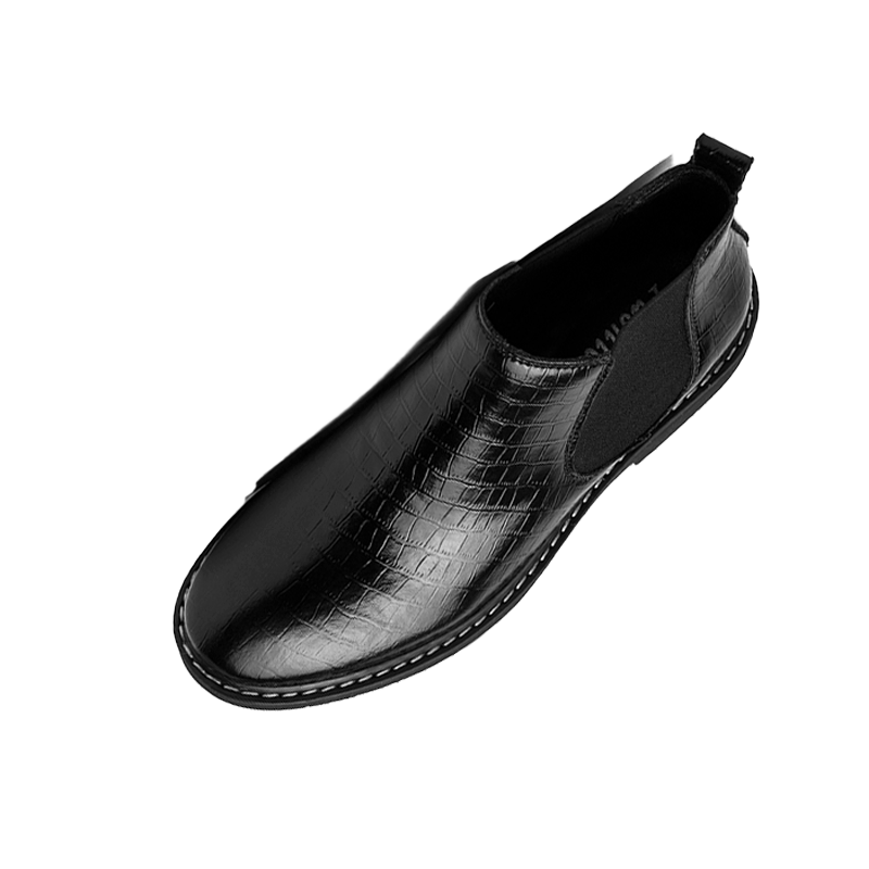 Top View of Jaxen Black Leather Elevator Boot | Levante Shoes