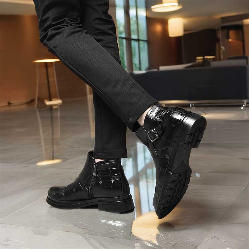 Man Walking in Office in Martyn Black Elevator Boots | Levante Shoes