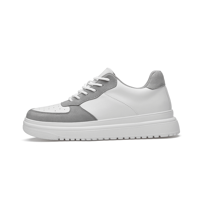 Surge White & Grey Elevator Sneakers | Levante Shoes