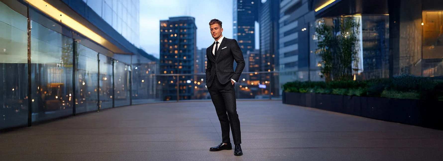 Confident man showing his formal elevator shoes