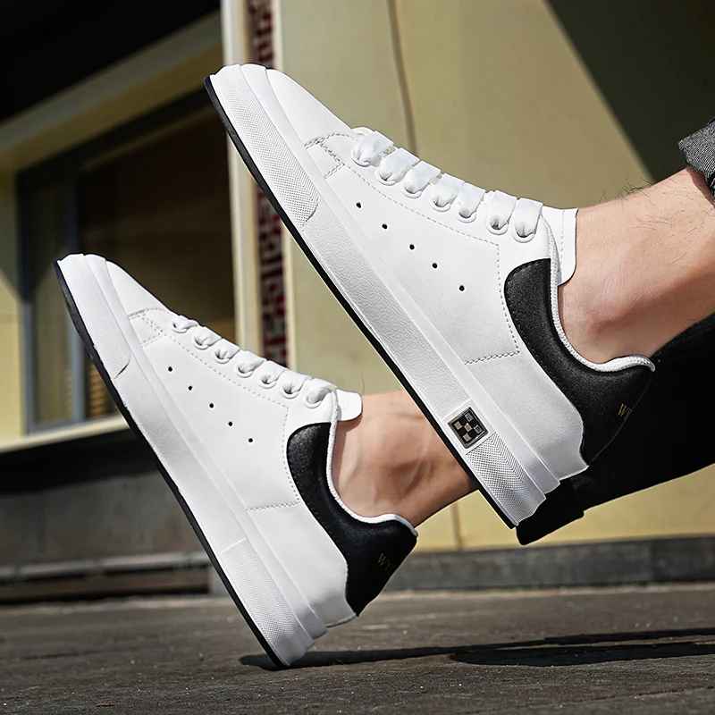 image of levante vibe sneaker wideshot with man wearing ankle cut pants