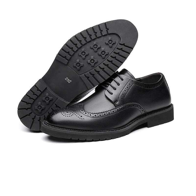 Side and Sole View of Benedikt Black Elevator Brogues | Levante Shoes