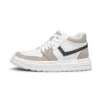 Drift Hi-Top Fawn and White Elevator Sneaker | Levante Shoes