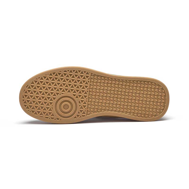 Brown shoe sole with geometric pattern on a white background