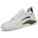 Levante Elemental white elevator sneaker with brown and grey accents