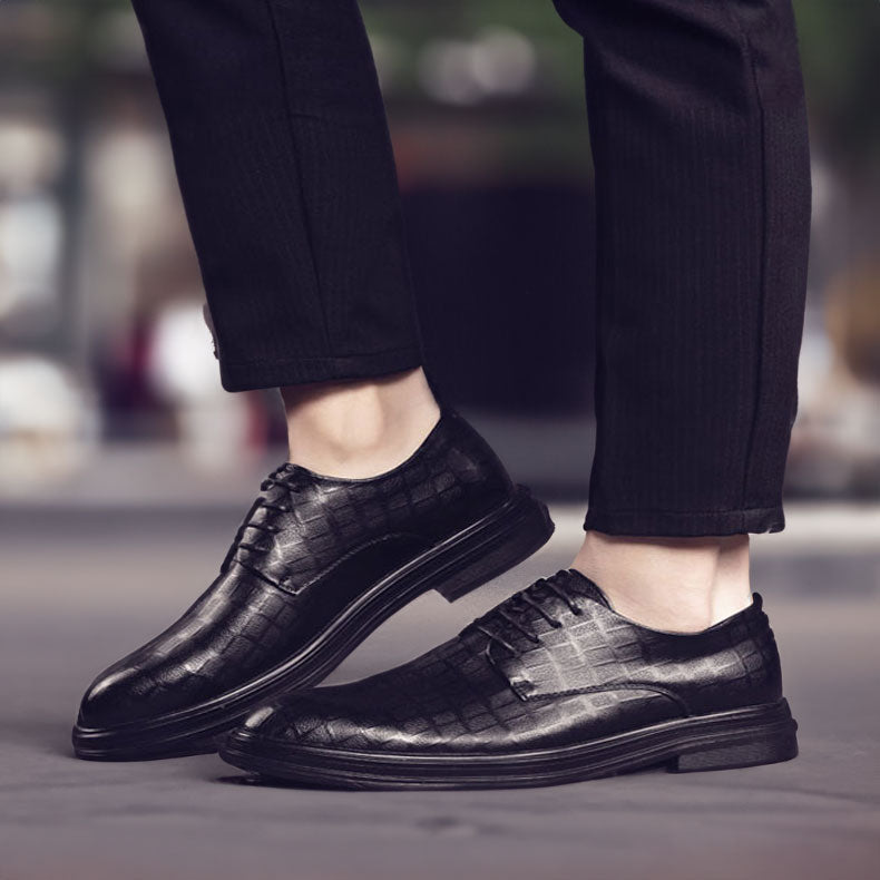 Radcliffe Black Leather Elevator Shoes