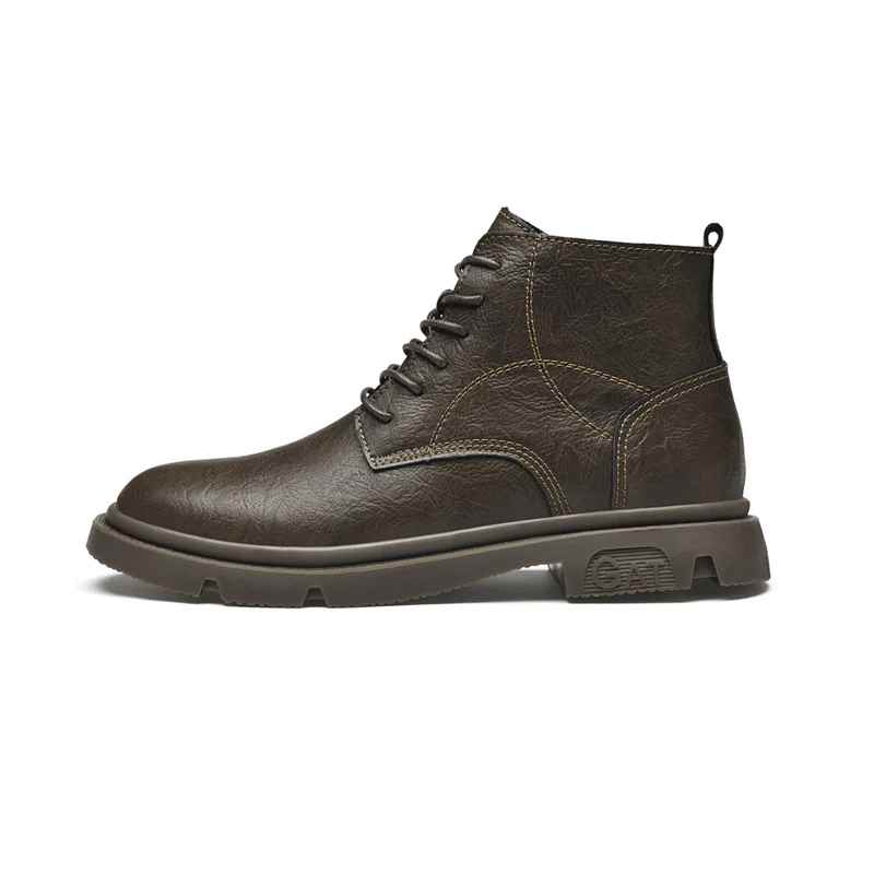 Exavo Leather Elevator Boots in Khaki | Levante Shoes
