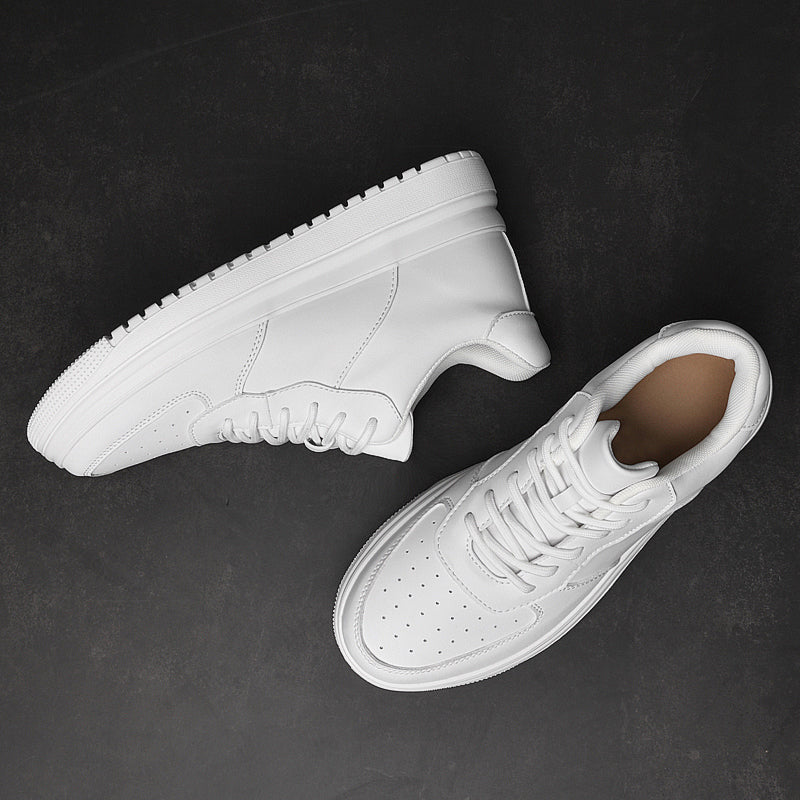 Surge White Elevator Sneakers, Top + Side View